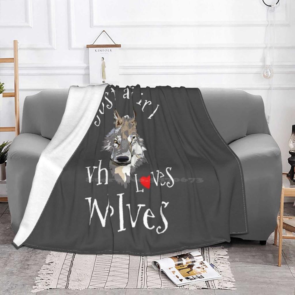 Just A Girl Who Loves Wolves For Wolf Lovers Girls Animal Wolf Gift Idea New Selling Custom Print Flannel Soft Blanket Wolf