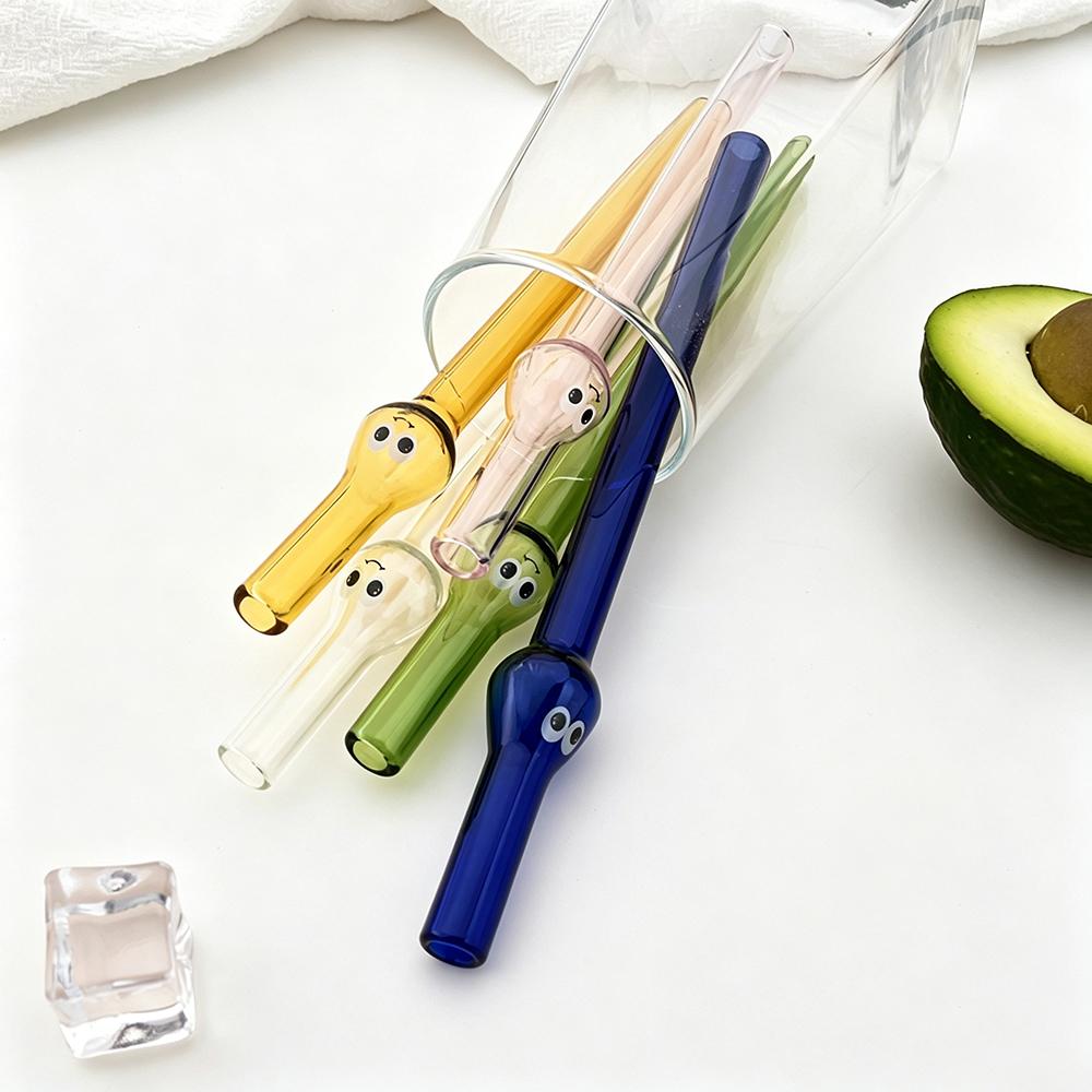 5Pcs Glass Boba Straws Reusable Glass Drinking Straws Wide Clear Straws 12mm Clear Smoothie Straws for Bubble Tea Milkshakes