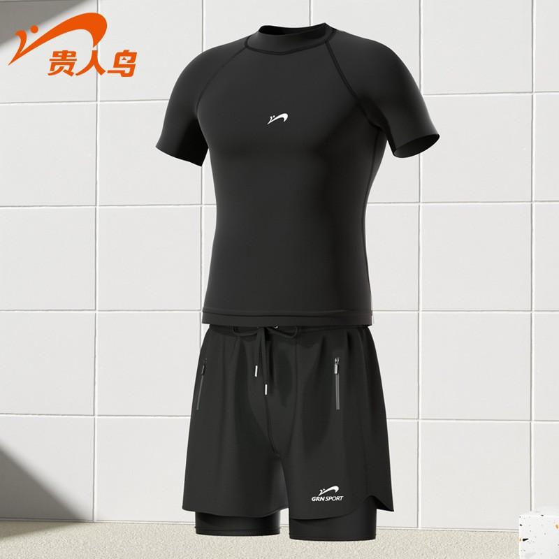 Mens Double-Layer Swim Trunks With UV Protection Quick-Dry Fabric Swimming Diving Surfing Water Sports