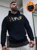 Unisex Hooded Sweatshirt with Fun Cartoon Character Queue Print, Front Print, Casual and Fun Style, Versatile Daily Streetwear, Independence Day Gift,