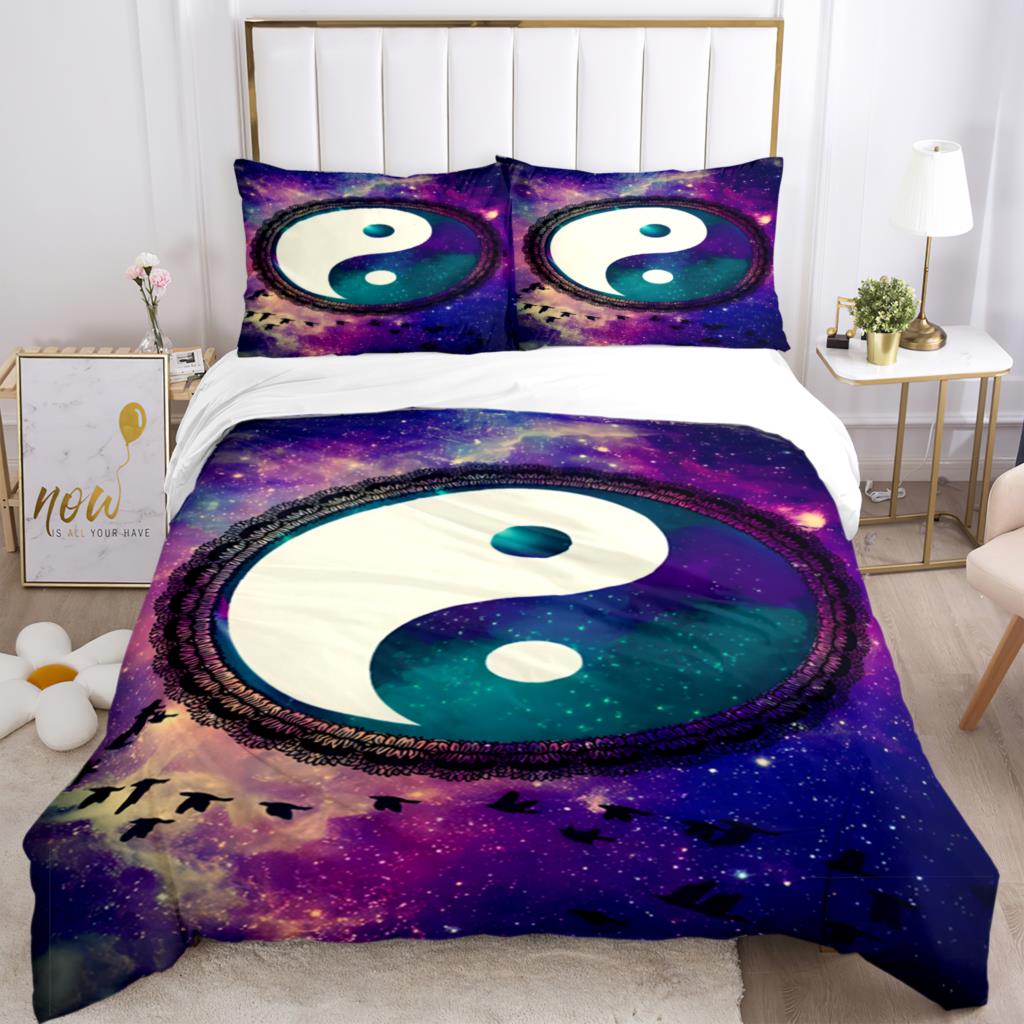 Fashionable Tai Chi Chinese HD Print 3 - Piece Bedding Set, for Children & Adults, with Quilt Covers & Pillowcases