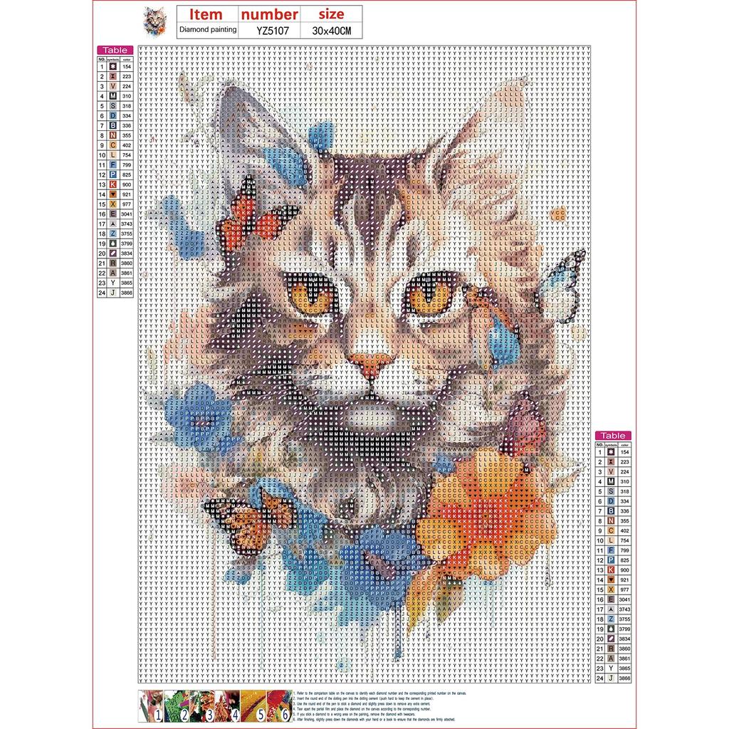 JISHSHAY Diamond Art Set of Cat Bead Advanced 5D Diamond Flower Diamond Beginner Diamond Popular Craft Wall Art 4, 30x40cm, Art, Art, Painting, Art,