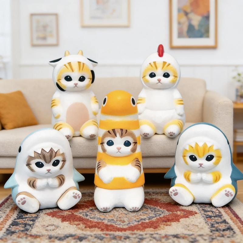 Topmix Unisex Mofusand Shark Cat Action Figure Blind Box Toy With Shark Headgear Kawaii Bedroom Desktop Decoration Collectable Birthday Gift