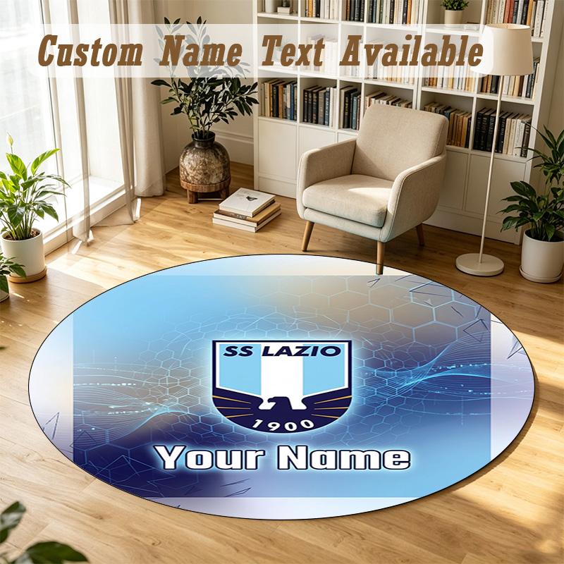 Round Rug Custom NameLazio FC Pattern Non Slip Carpet Home Floor Decor