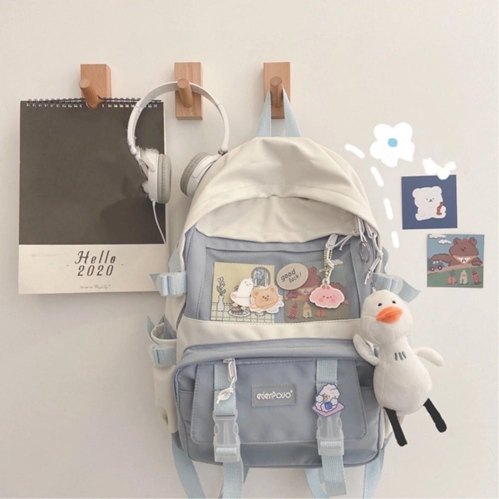 Nylon Canvas Schoolbag College Style School Bag Simple Large Capacity Backpack  Girl