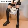 Stretch Damen Overknee Stiefel Mode Weiche Lederschuhe Herbst Winter Dicker Absatz Damen Knight Long Booties