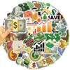 50Pcs Cartoon Fun Gold Coin Graffiti Stickers - Unique Waterproof Decor For Guitar Notebook  Luggage Diy Animeworlds Store