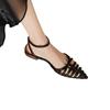 2025 spring and summer new French temperament literary retro pointed low thick heel Roman sandals women's pig cage shoes summer