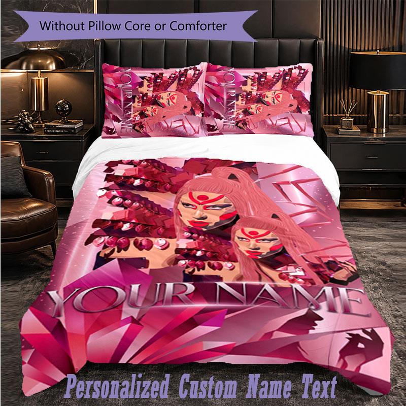 Personalized 3Pcs Bedding SetLady Gaga Custom Text Duvet Cover Pillowcase Set Bedroom Gift