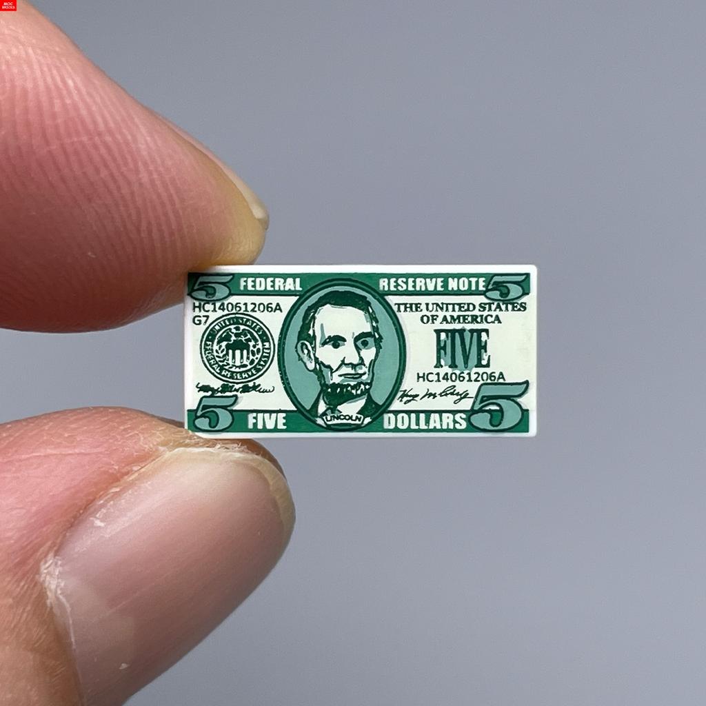 MOC Bricks Bill Dollar 1x2 Money Printed Tiles Euro Street View Cash Treasure Accessories Building Blocks Kids Toys