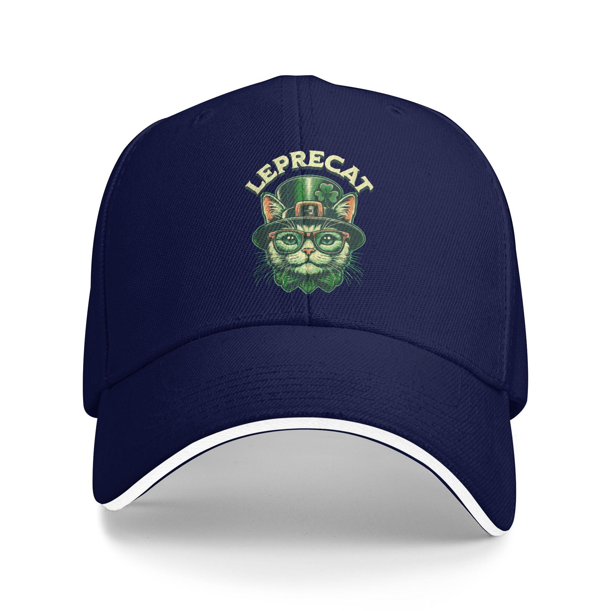 

Leprecat Saint Patrick Cat Funny St Casual Baseball Cap Summer Trucker Hat Outdoor Hip Hop Hats Women Men Trendy Baseball Caps As Picture темно-синього кольору