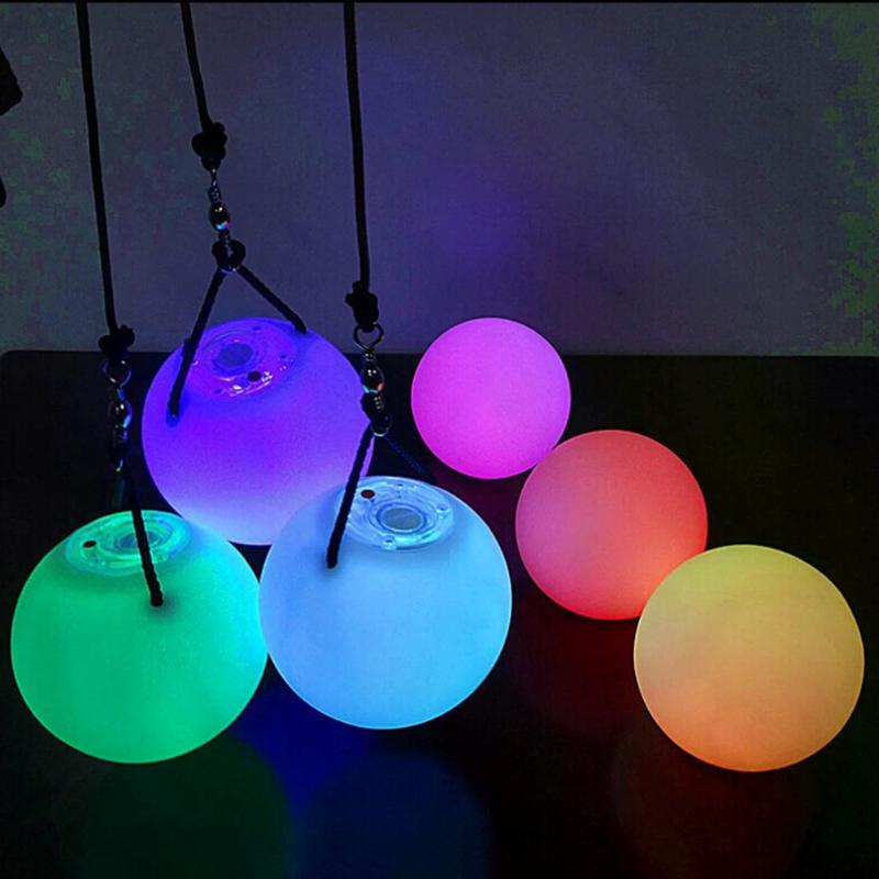 Pro LED Multi-Colored Glow POI Thrown Balls Light Up For Belly Dance Hand Props