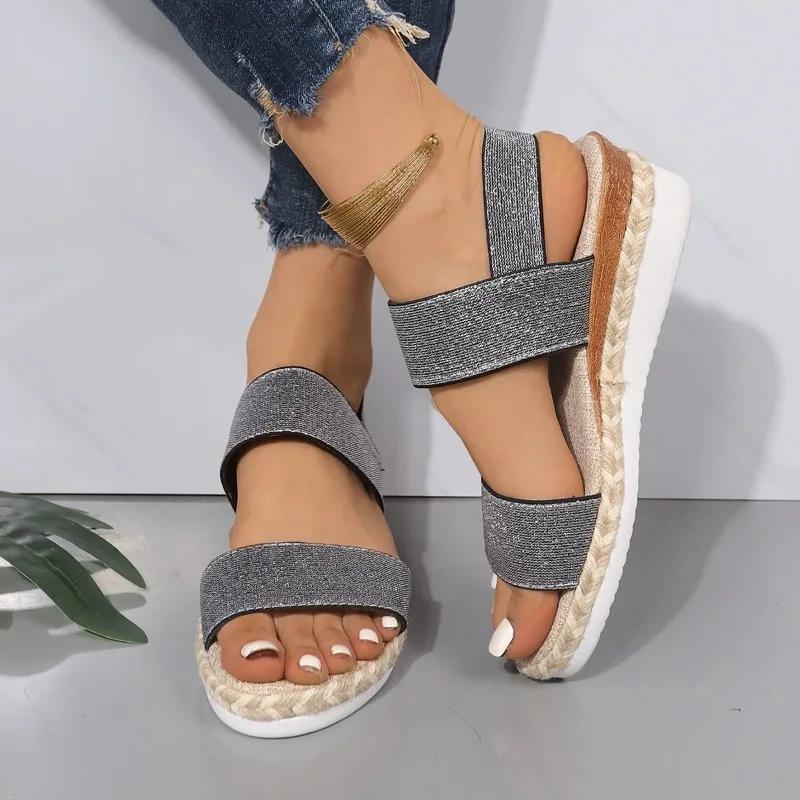Damen Sommer Sandalen Neue Mode Offene Zehe Dicke Sohle Keilabsatz Damen Schuhe Lässig Täglich Vielseitig Damen Sandalen Große Größe