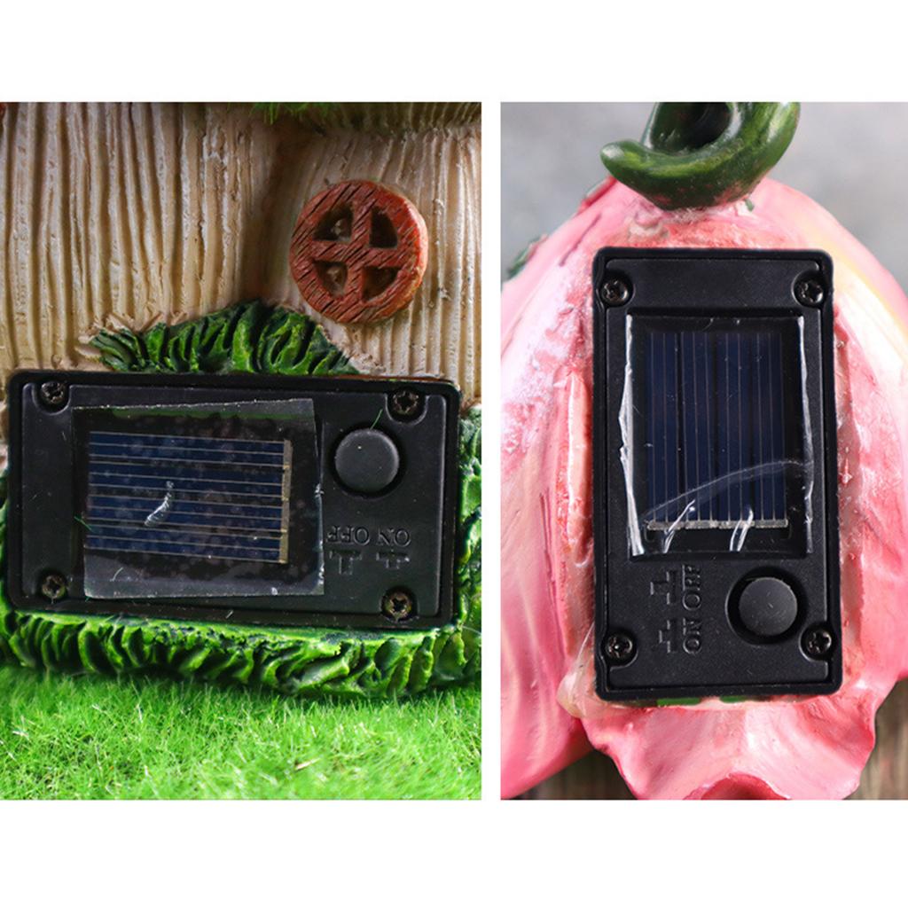 Charm Mushroom House Solar Lighted Outdoor Statue Waterproof Resin Patios Garden Decoration Ornament For Night Gardens