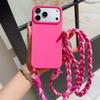 Candy Silicone with Colored Crossbody Lanyard Phone Case for iPhone Air 17 16 15 14 13 12 11 Pro Max Plus 16e Strap Protect Case