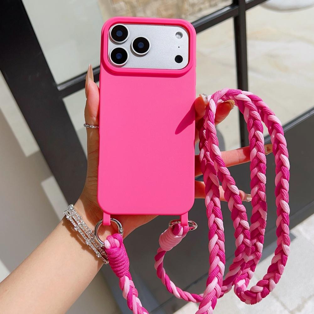 Candy Silicone with Colored Crossbody Lanyard Phone Case for iPhone Air 17 16 15 14 13 12 11 Pro Max Plus 16e Strap Protect Case