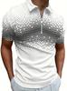 Trendy Half-zip Short-sleeve Geometric Pattern Polo Shirt, Great for Casual Wear.