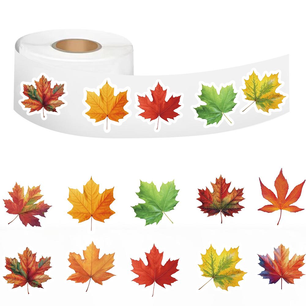 500PCS Maple Leaves Roll Stickers Gift Decorative DIY Phone Scrapbooking Bottles Waterproof Room Modern Home Sealing Stickers