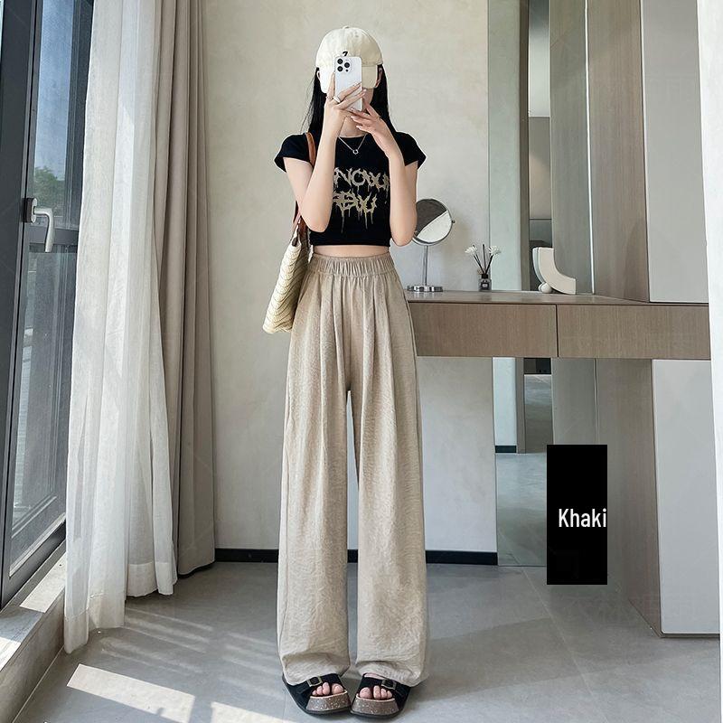 Women’s High-Waist Loose Wide-Leg Summer Pants - Lightweight Acetate Fabric