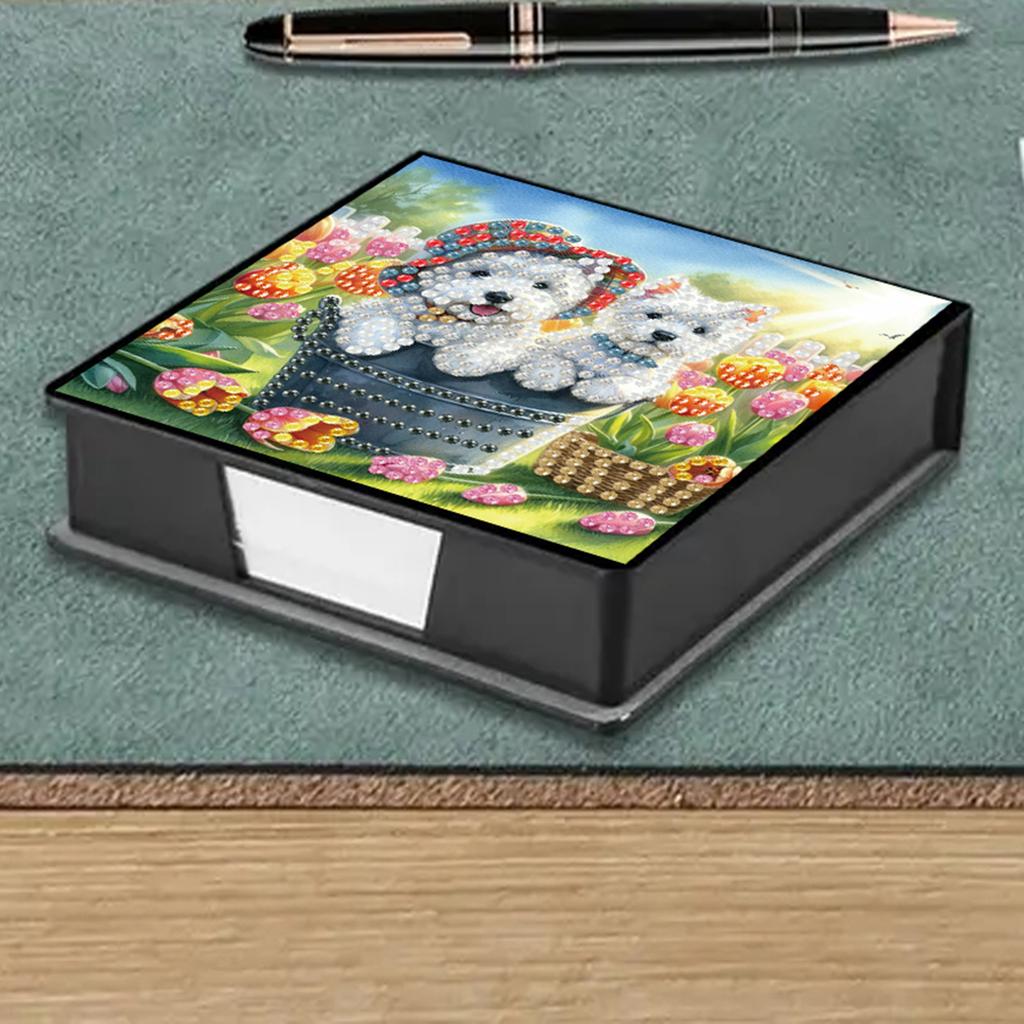 PU DIY 5D Diamond Painting Note Box with 160 Sheets Cube Note Box Mosaic Craft Set for Office Workplace Home Gifts