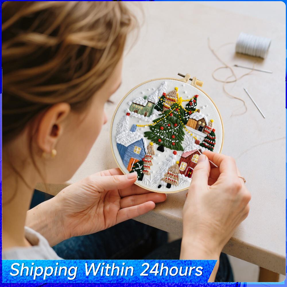 DIY Cross Stitch Kit Multi-Purpose Counted Stamped Embroidery Kit Handmade Christmas Series Craft Needlework for Adults Beginner