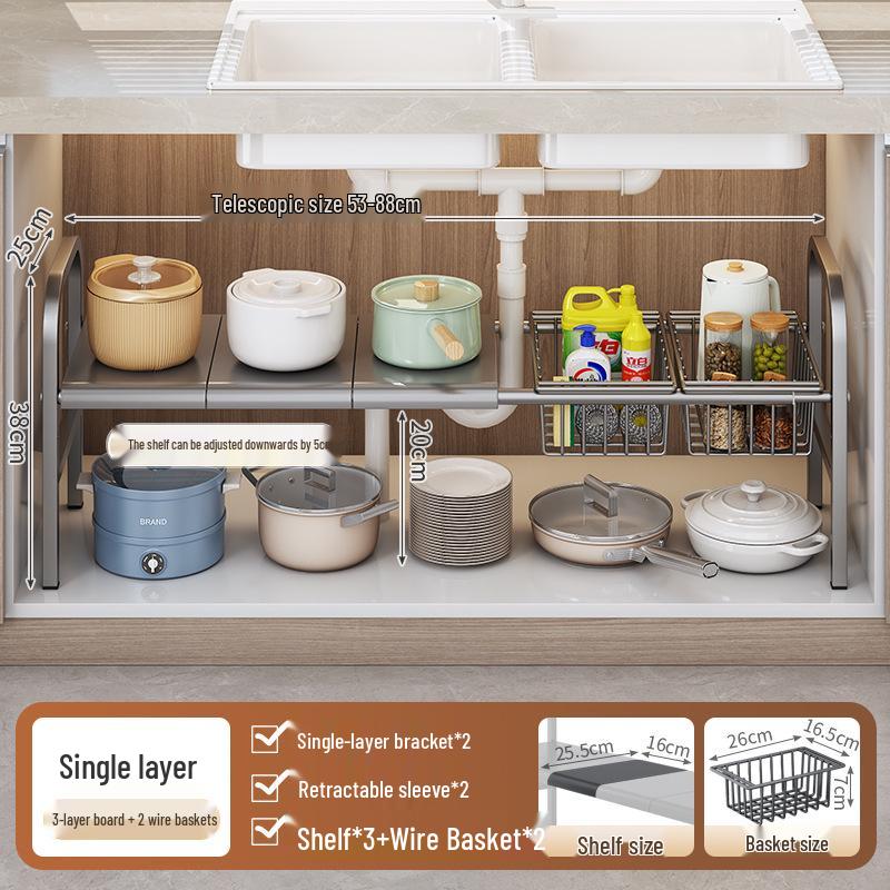 Popular Retractable Under-Sink Organizer & Pot Rack