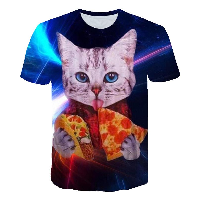 Men's Short Sleeved T-shirt with Animal Print Round Neck Casual Sports Men's Pullover Top T-shirt