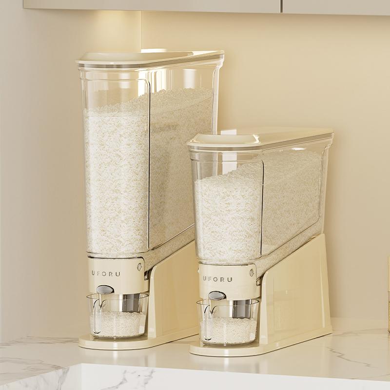 Uforu Press-Type Household Rice Drum Moisture-Proof Sealed Rice Container Slot Grain Storage Drum Food-Grade Organizing Box