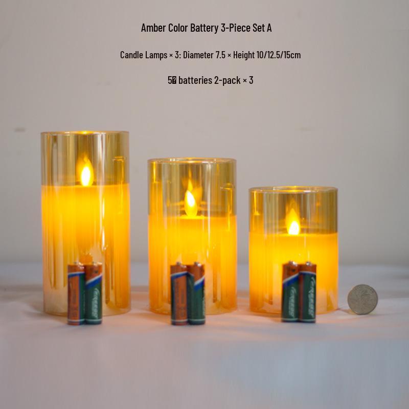 Remote-Controlled LED Glass Candle Lamp with Flickering Flame - Ideal for Romantic Home Decor and Weddings