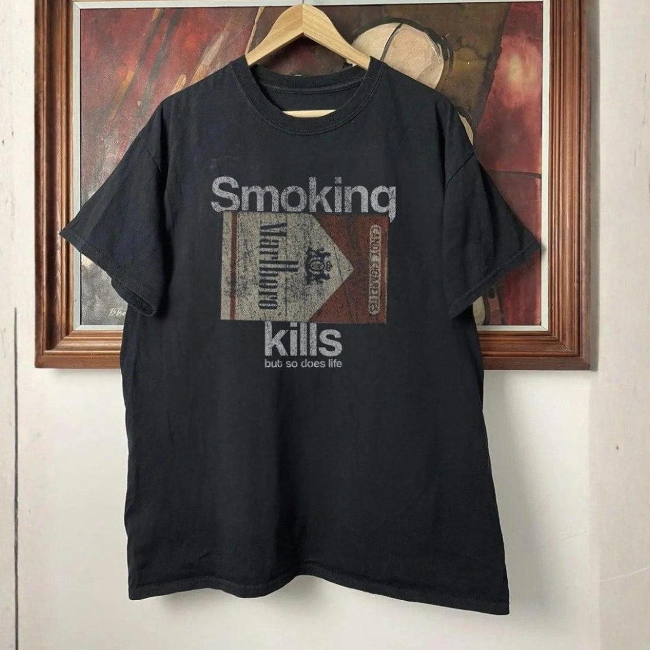 Black vintage 90s Marlboro smoking kills men s t-shirt 2XL