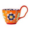 Flower Song Handle Cup Ceramic Water Cup Household Breakfast Cup Mug High Value Cup Couple Cup
