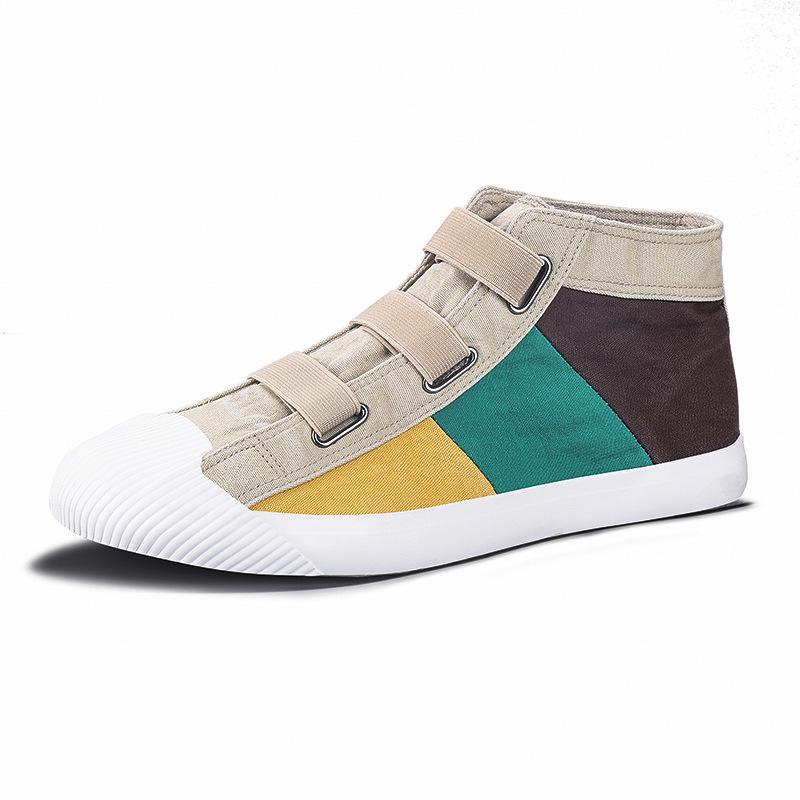 Autumn 2026 Men's Color Block Canvas Skate Shoes - Soft Sole, Breathable, Slip-On Casuals