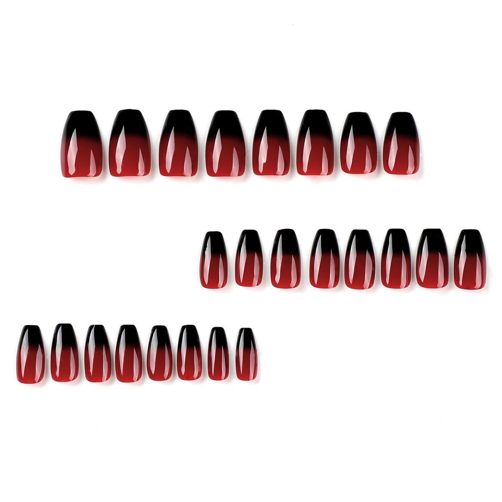 24 Pieces Wear Nail Red Manicure Black French Nail Sticker Removable Nail Piece Nail Piece Full Sticker Press On Nails