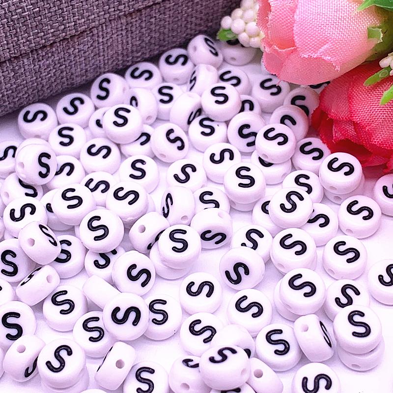100pcs/lot 7x4mm 26 Letter Beads Round Shape Beads Alphabet Letter Charms for Make Jewelry Accessories