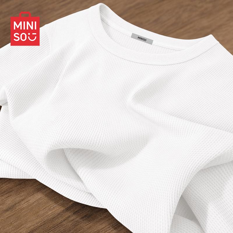 MINISO Men's Waffle Knit Long Sleeve T-Shirt