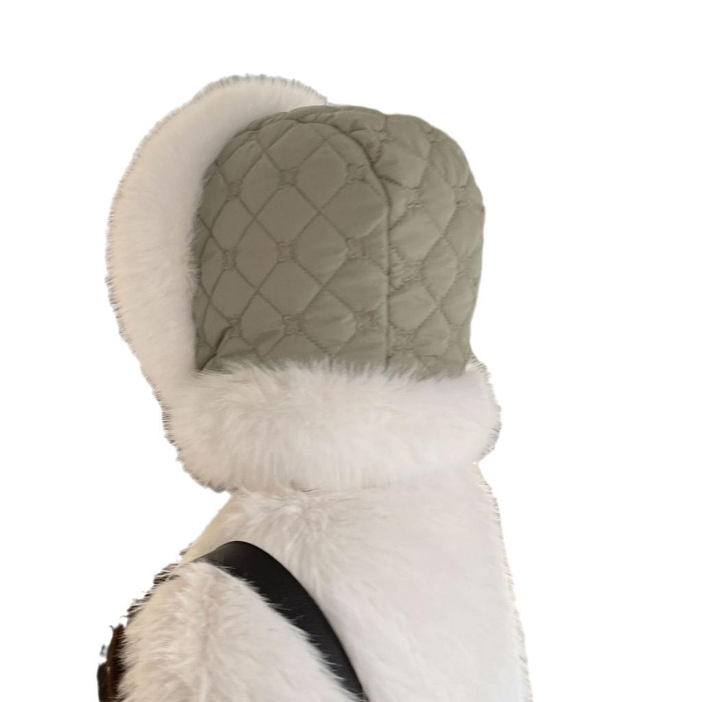 Furry Lei Feng Hat for Women In Autumn and Winter New Thickened Warm Ear Protection Windproof Cold Snow Knitted Cotton Hat
