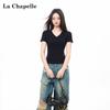 La Chapelle Women's V-Neck Slim Fit Short Sleeve T-Shirt