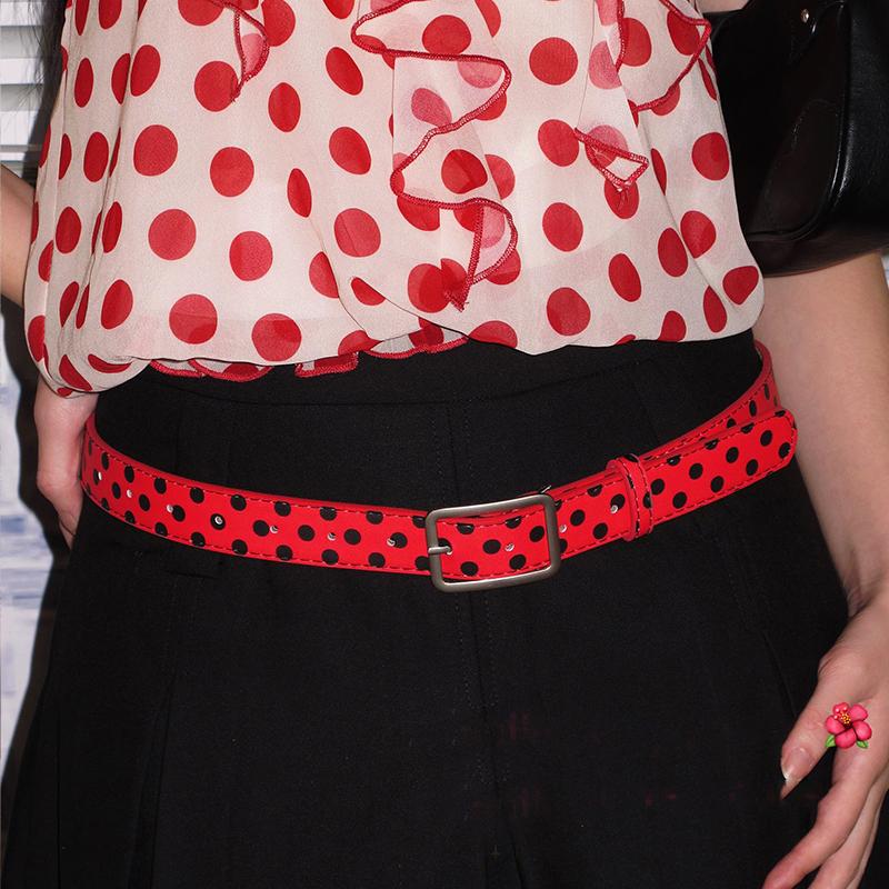 Abfall Wind Nische Retro Y2K Polka Dot Gürtel Futter Multifunktional Einfache Metallschnalle Gürtel Zubehör Denim Rock Zubehör