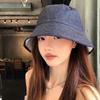 Women's Korean Reversible Denim Fisherman Hat - Spring/Autumn Fashion Versatile Slimming Bucket & Warm Beanie