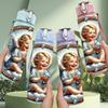 1PC Vintage Angel Baby Religious 750ml Color Plastic Sports Water Bottle Leakproof Flip Straw Lid Suitable for Sports Office Home Use