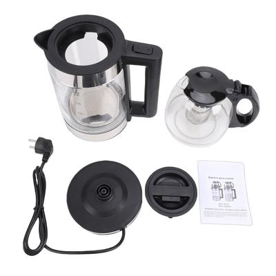 Elektrikli Türk Çay Makinesi 2000W Borosilikat Cam Çaydanlık Paslanmaz Çelik Süzgeç 2L Demlik 0.8L Çaydanlık Kapasitesi