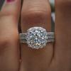 Sparkly Round Stone with Fine Diamond Ring for Valentine's Day, Thanksgiving and Other Holidays