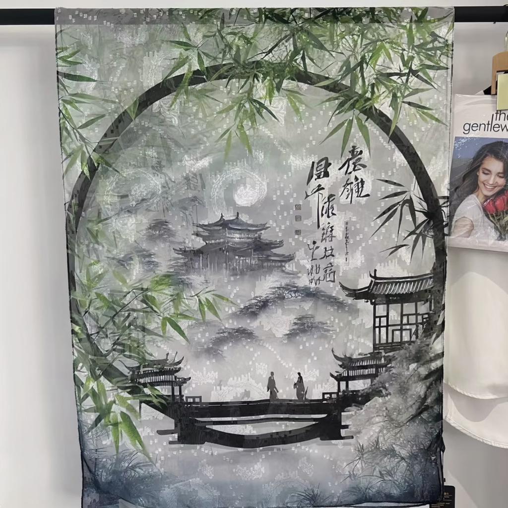 Simulationsseide Mode Blume-Schnitt Seidenschal Damen Einseitig Zweifarbig Blume Retro Schal