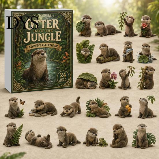 Festliche Tischdekoration Otter Adventskalender 2026, 24 Tage 2D Flache Acryl-Anhänger Weihnachten Otter Kalender Countdown-Kalender, Niedliche Cartoon-Figur