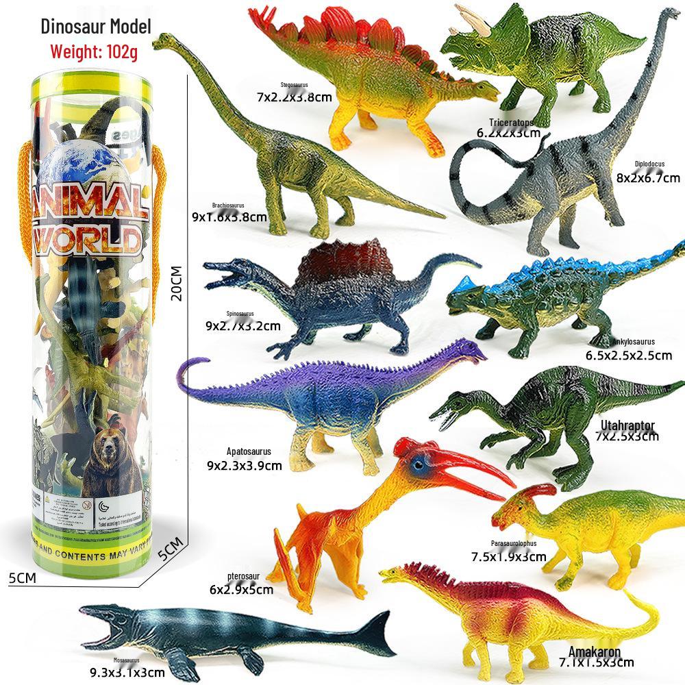 "1-9 inch Plastic Animal & Dinosaur Model Toy Set"