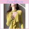 French Style Knit Top For Women Spring Casual Wool Silk Blend With Vneck And Butterfly Bow