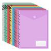 7 Color File Insert with Clear Envelope Poly Folder Set Binders Pocket Hook And Loop Closure Plastic Project Document
