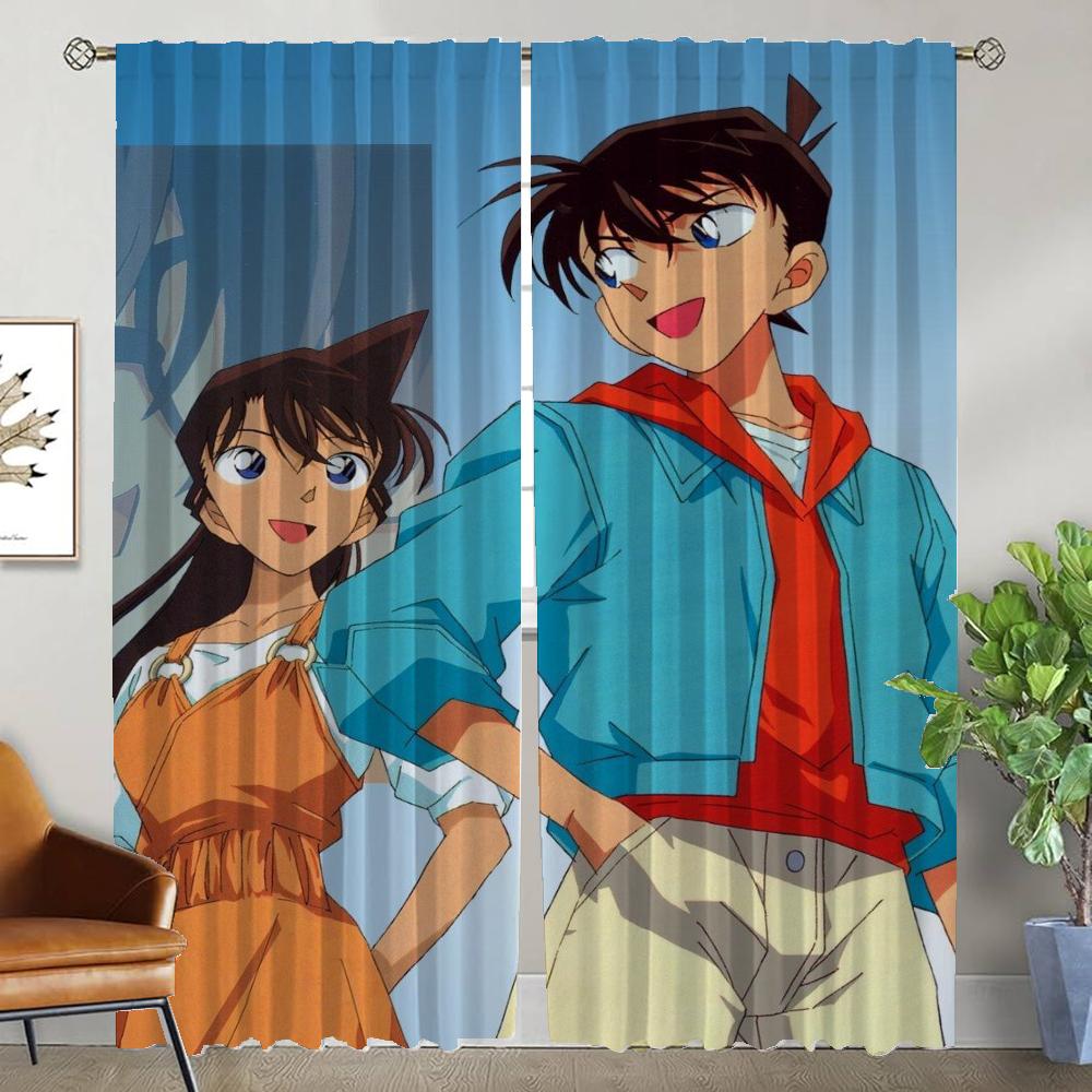 

Плотные шторы для кухни, шторы для гостиной, шторы для комнаты, 2 панели, детектив Конан, перегородка, шторы для домашнего интерьера, оттенки для детей W50xH70cmx2pcs-CL