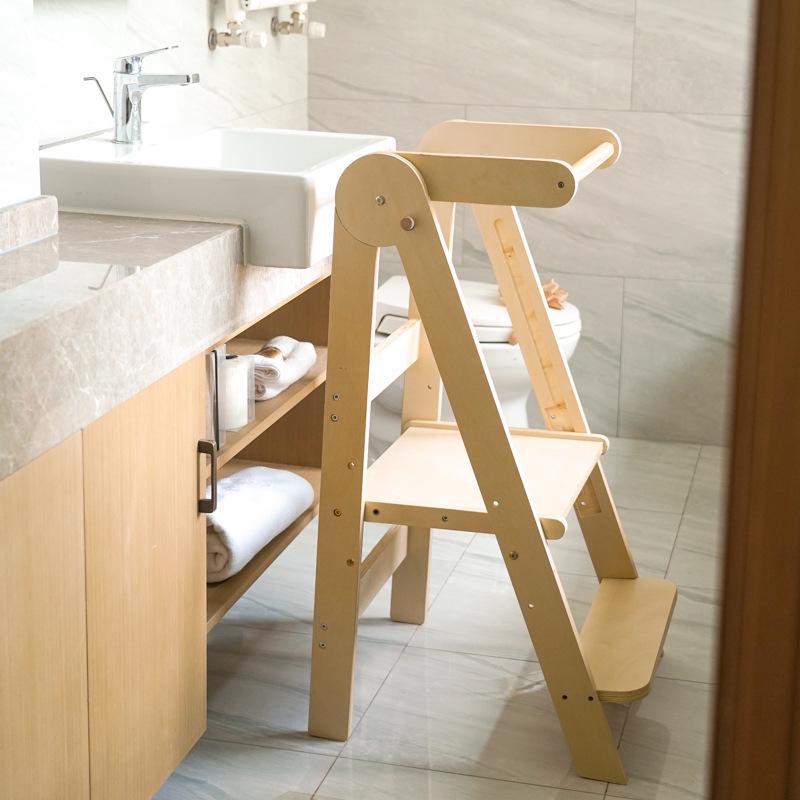 Kids' Montessori Learning Tower: Foldable Anti-Fall Step Stool for Hand Washing & Dining