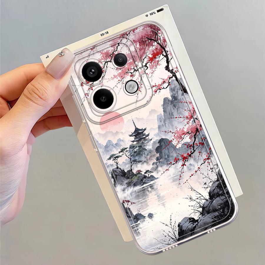 Soft Phone Cover Case for Xiaomi Redmi Note 14 Pro Plus Note 13 9 10 10S 14C 12S 11 13C 12 11S A4 Wash Painting Landscape